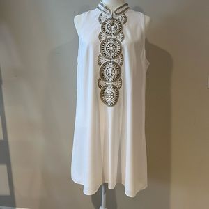 Lilly sleeveless white dress with gold embellishments. Worn once.